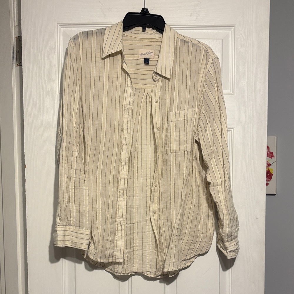 Universal Thread Beige Striped Button Down Shirt